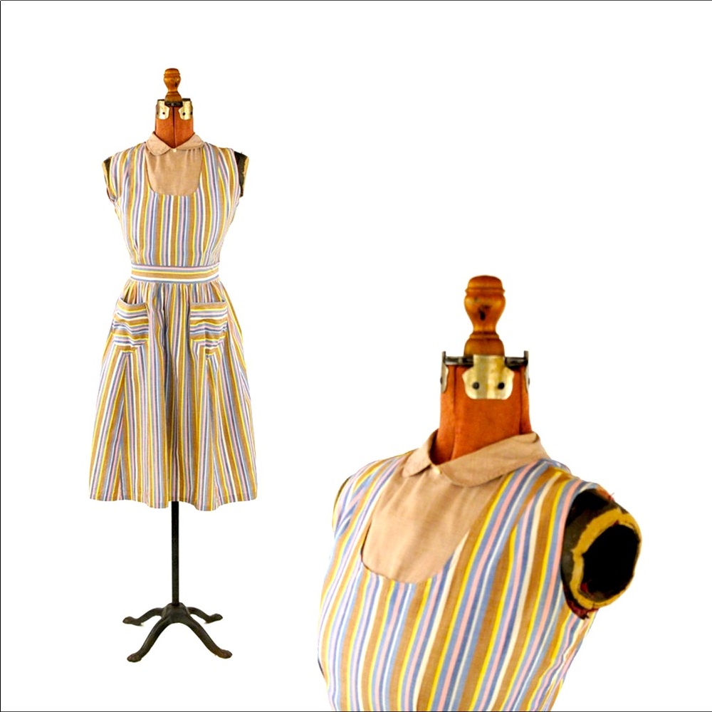 Vintage 1940s summer cotton day dress size S / M